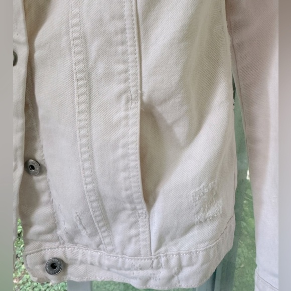 RE-Denim “VERY UNIQUE Creation” 8 Women’s distressed pale pink denim jacket BOHO - Picture 9 of 11